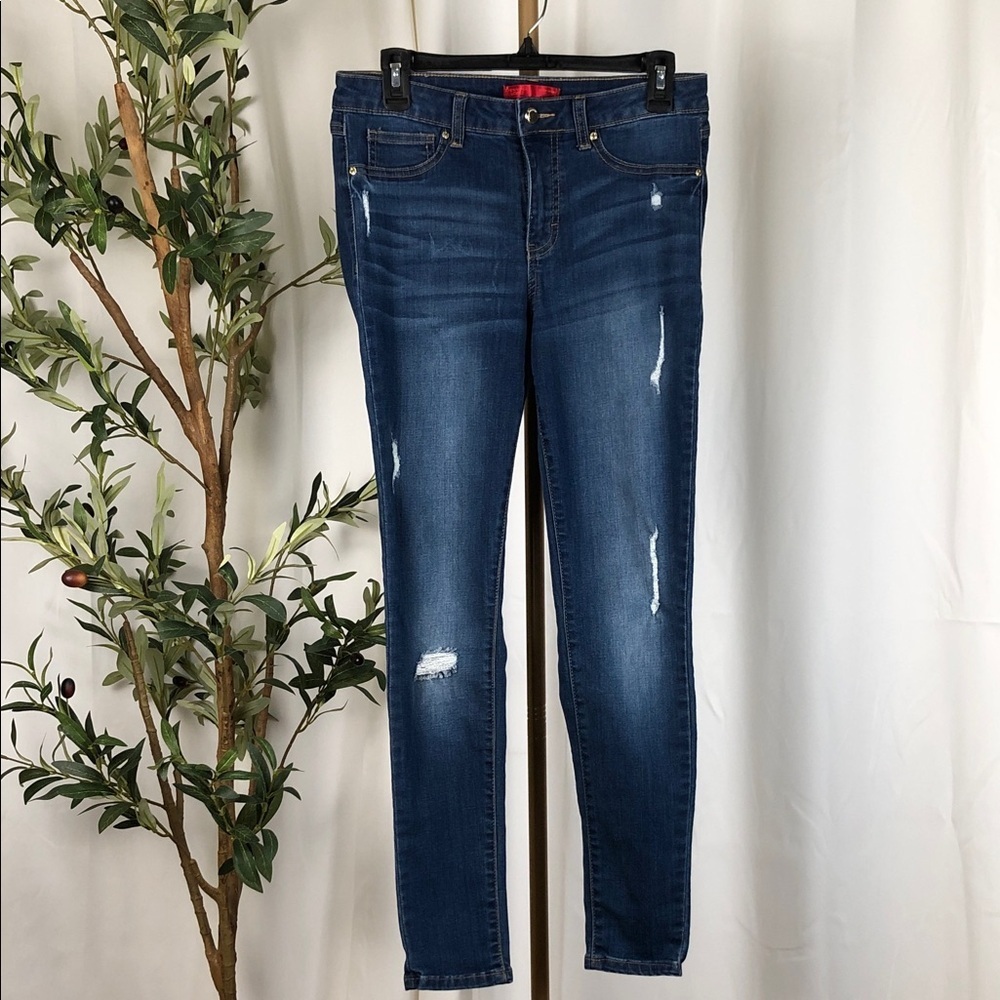 Jennifer Lopez Dark Blue Distressed Skinny Jeans Sz 8 (B3)